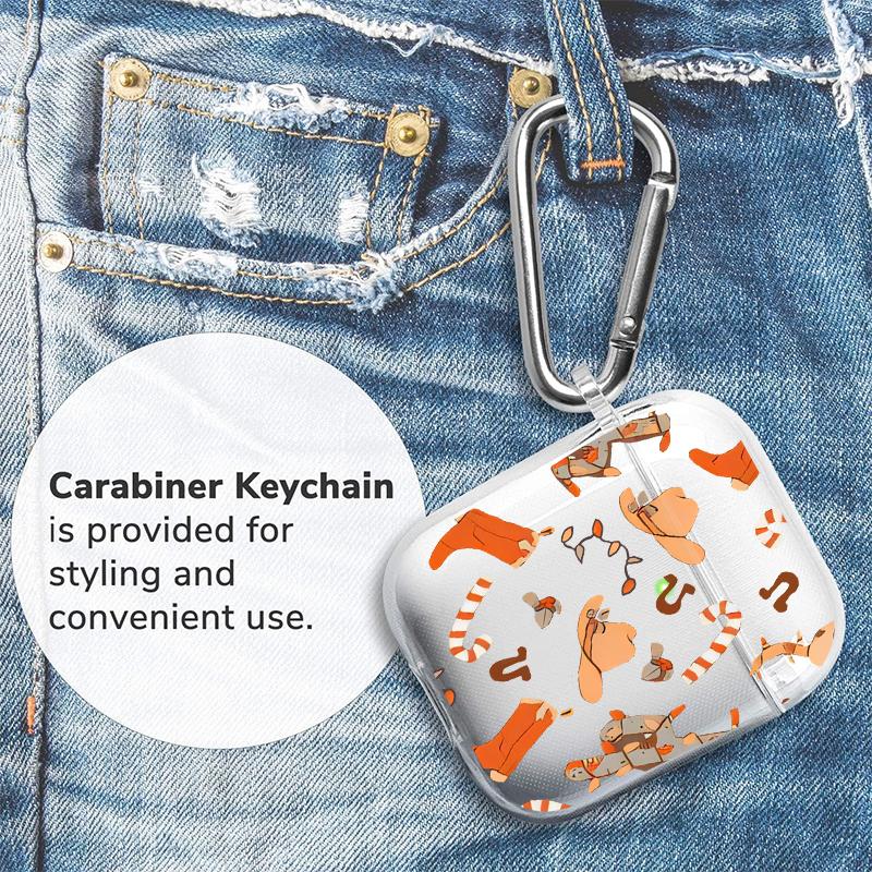 Cowboy Delight Pattern TPU Soft Protective Case for Apple AirPods 4/3/2/1/Pro/Pro2 Transparent Earphone Cover with Keychain Attachment Cowboy Delight Pattern TPU Soft Protective Case for Apple AirPods 4/3/2/1/Pro/Pro2 Transparent Earphone Cover with Keychain Attachment