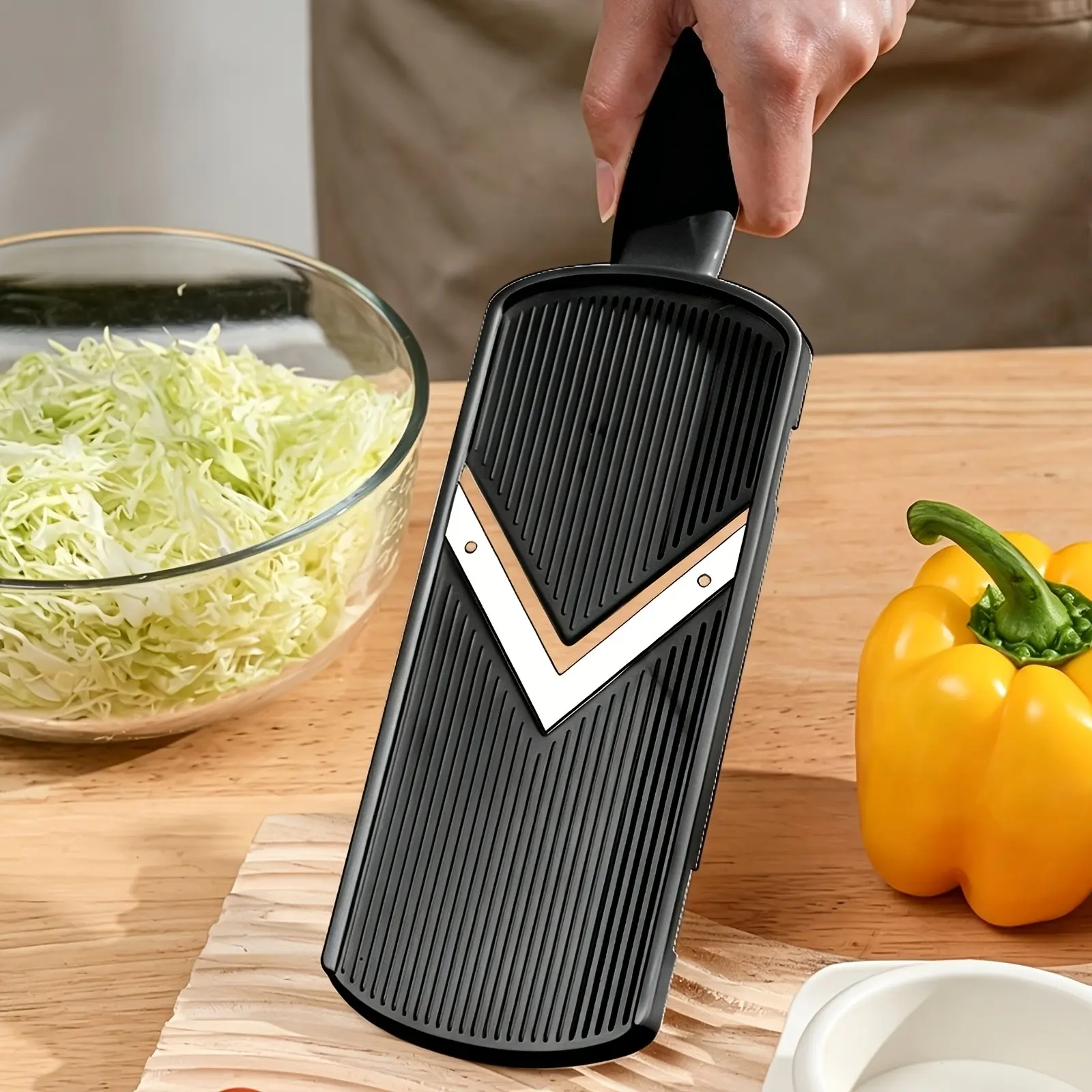 Handheld Cheese Grater Vegetable Slicer, 1mm Ultra-Fine Slice Cutter, V-Sharp Stainless Steel Blade, Non-Slip Handle, Multi-Purpose Kitchen Tool