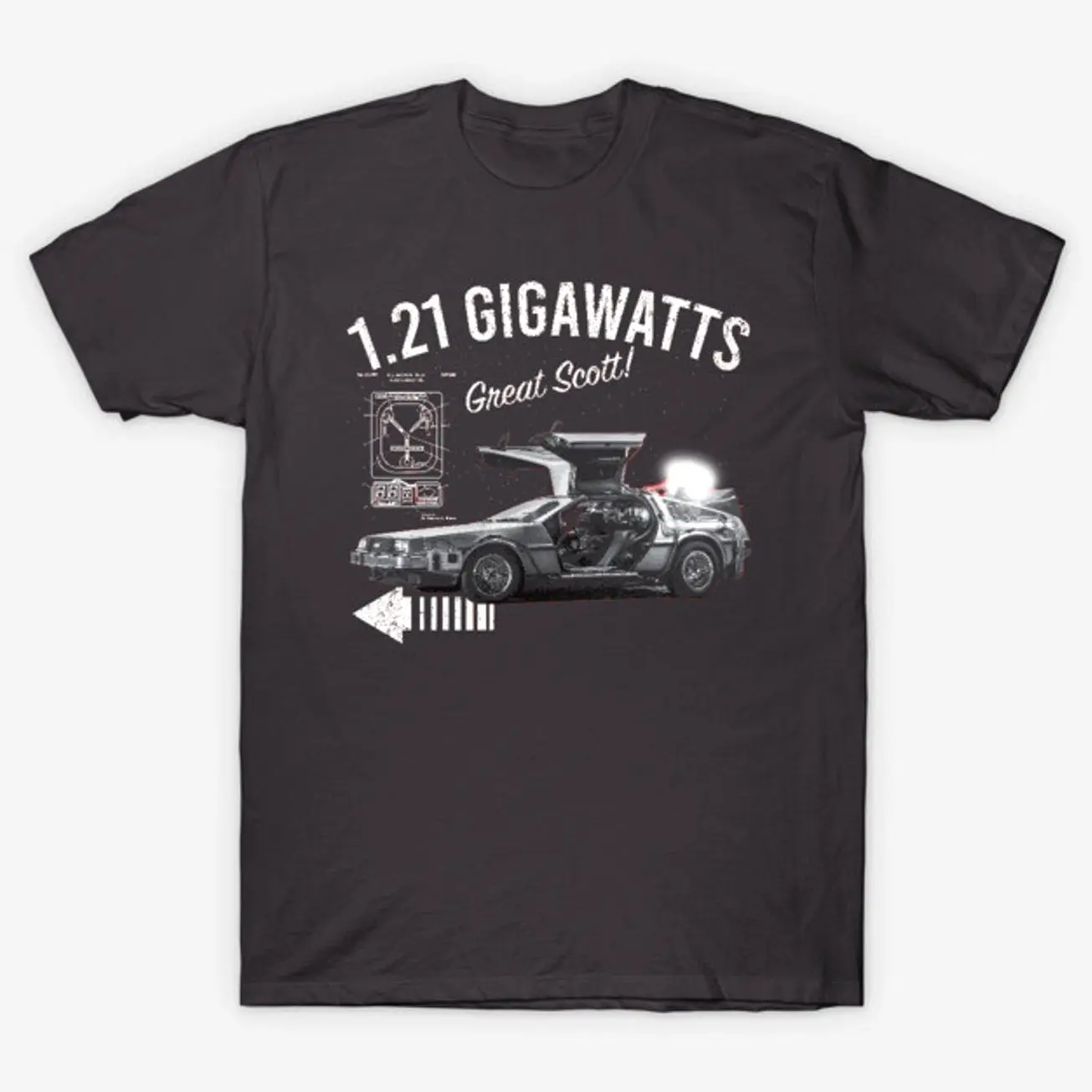 Back to the Future 1.21 Gigawatts DeLorean Car T-Shirt Classic Film Graphic Tee, Gift for Fans & Friends