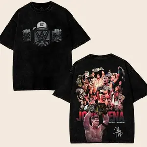 Retro Vintage John Cena 17 x World Champion Oversize Unisex Acid Wash Tee – WWE Legend Streetwear, crafted for fearless icons Cotton graphic tee t-shirt oversized unisex classic fan gift top Fabric Menswear casual wrestling shirt wwe fan cenashirt