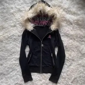 Mao Mao Gothic Style Hooded Cardigan Women's Thickened Winter Coat Fur Collar Design Zipper Jacket Y2K Fashion