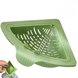 Magnetic Drainage & Filter Basket 2.0 Design, Corner Sink Strainer with Twist-Open Bottom, Triangular Drain Basket for Food Scraps & Rinsing Produce, Fits Metal Sinks
