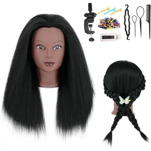 Mannequin  with Human Hair 16''  Manikin Doll  with  Real Human Hair Trainning  for Hairdresser Practice Braiding Hair Styling with Clamp Stand