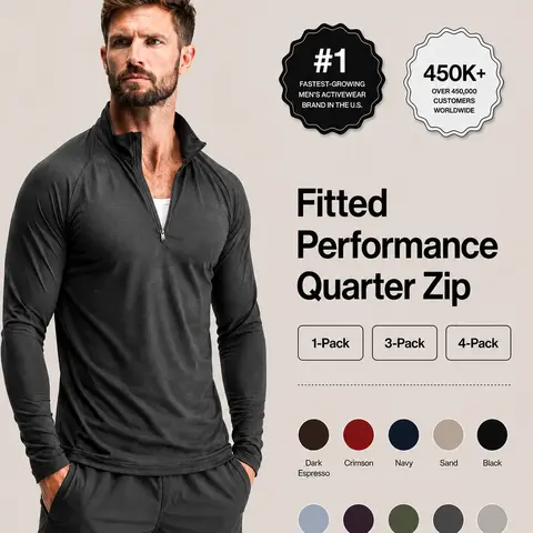 Haus | Fitted Performance Quarter Zip | Breathable Lightweight All-Day Athletic Pullover