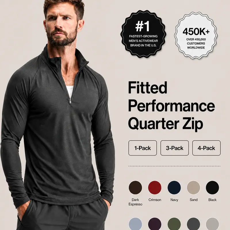 Haus | Fitted Performance Quarter Zip | Breathable Lightweight All-Day Athletic Pullover