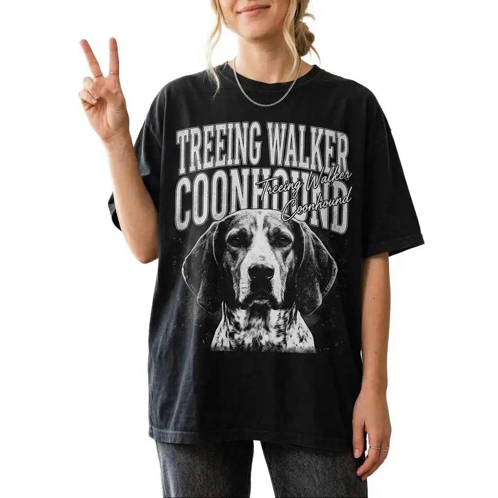 Treeing Walker Coonhound Graphic T-Shirt for Men Women, Funny Vintage Animal Tee, Cute Wildlife Shirt, Casual Unisex Cotton T-Shirt, Nature Lover Gift, Gildan 5000 Heavy Cotton Tee