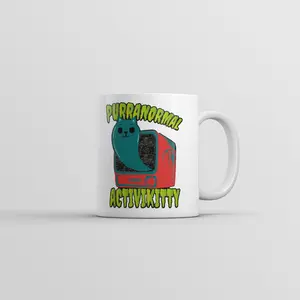 Purranormal Activikitty Mug Funny Ghost Cat Graphic Coffee Cup - 11oz Funny Coffee Mugs Ceramic Printed Drinkware Cup
