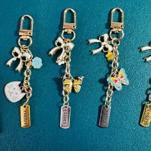 Bow Charm Keychains – Butterfly, Cat, Flower, Inspirational Word Bag Charms