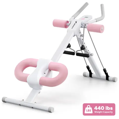 Merach Women's 5-Level Height Adjustable Abdominal Exercise Machine - LCD Tracker, Foldable Steel Frame, Triangular Base, Compact Flat Fold, Multi-Angle, 3 Sets of Silent Wheels, Core & Ab Trainer, Home Gym (TikTokShopBlackFriday SpringStatements)