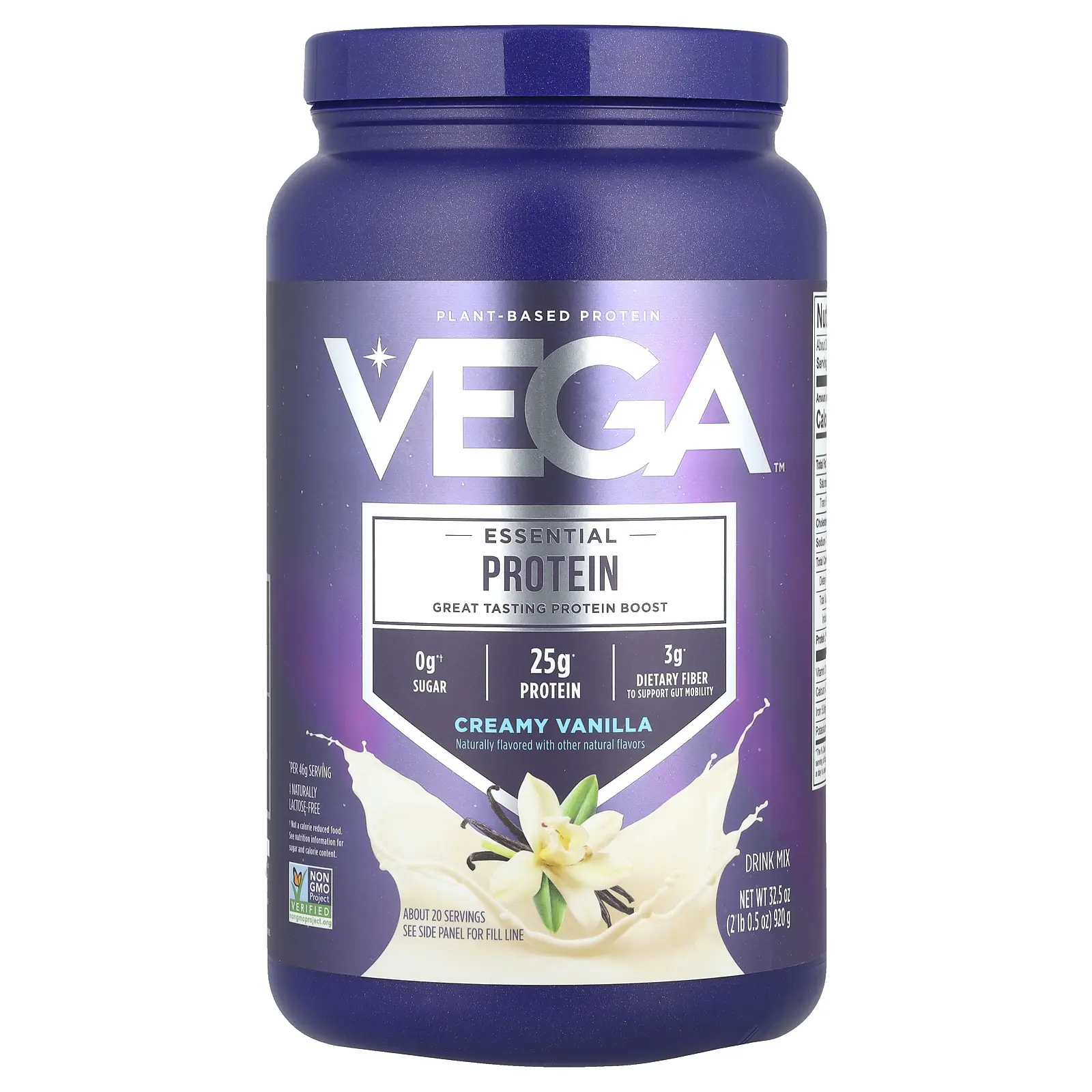 Vega Essential Plant-Based Protein, Creamy Vanilla, 2 lb 0.5 oz (920 g)