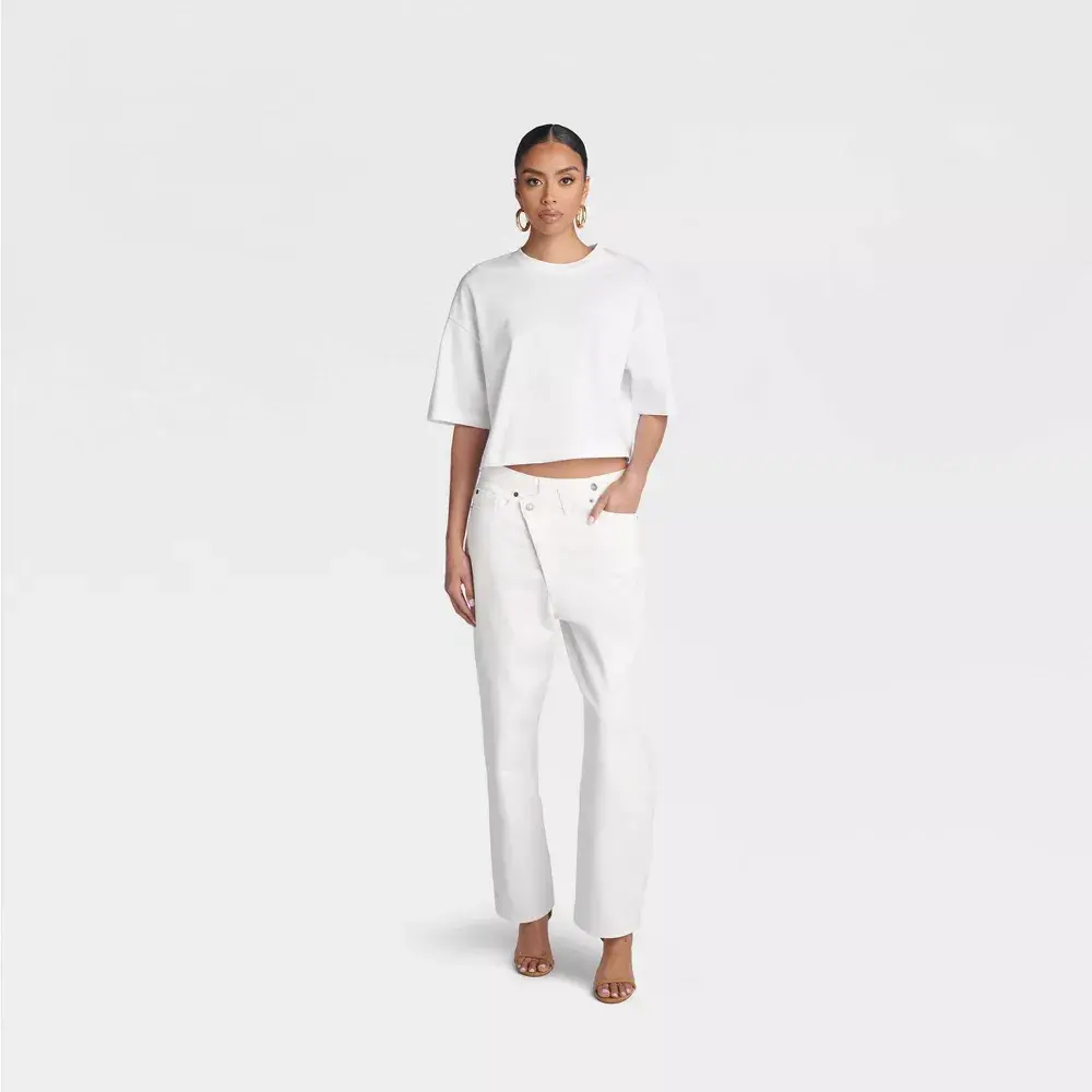 KBB by KAHLANA Women's Mid-Rise Tapered Leg 'The Dylan Jean' - White 00