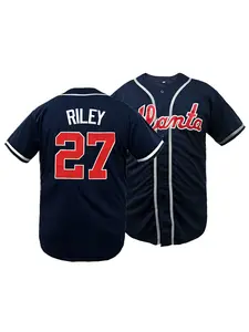 Men's Ronald Acuna Jr,Stitched Baseball Jersey, Breathable Short Sleeve All-Season Casual Wear, Sporty Casual Shirt Men Clothing, Apparel Jersey, Athletic Tops