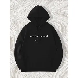 Women's Letter Print Drawstring Hoodie, Casual Kangaroo Pocket Long Sleeve Hooded Sweatshirt for Spring & Fall, Fashion Women's Clothes for Daily Wear