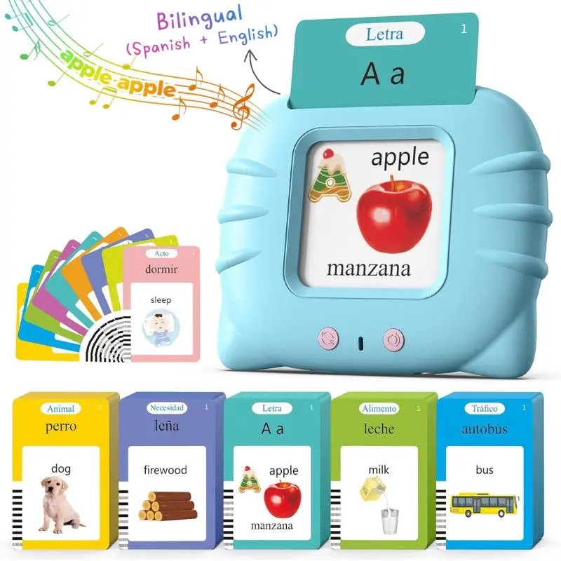 Bilingual English & Spanish Talking Flash Cards for Toddlers - Audible Educational Flashcards for Kids Ages 1-8 Includes 224 Sight Words - Perfect Gi