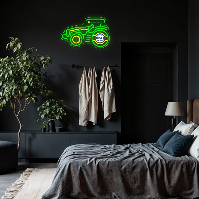 Vintage Tractor Neon Sign - USB Powered, Dimmable, Wall-Mounted, Personalized Cute Green Vehicle LED Light for Home Man Cave Garage Bar Bedroom Birthday Gift for Boys Men Neon Lights