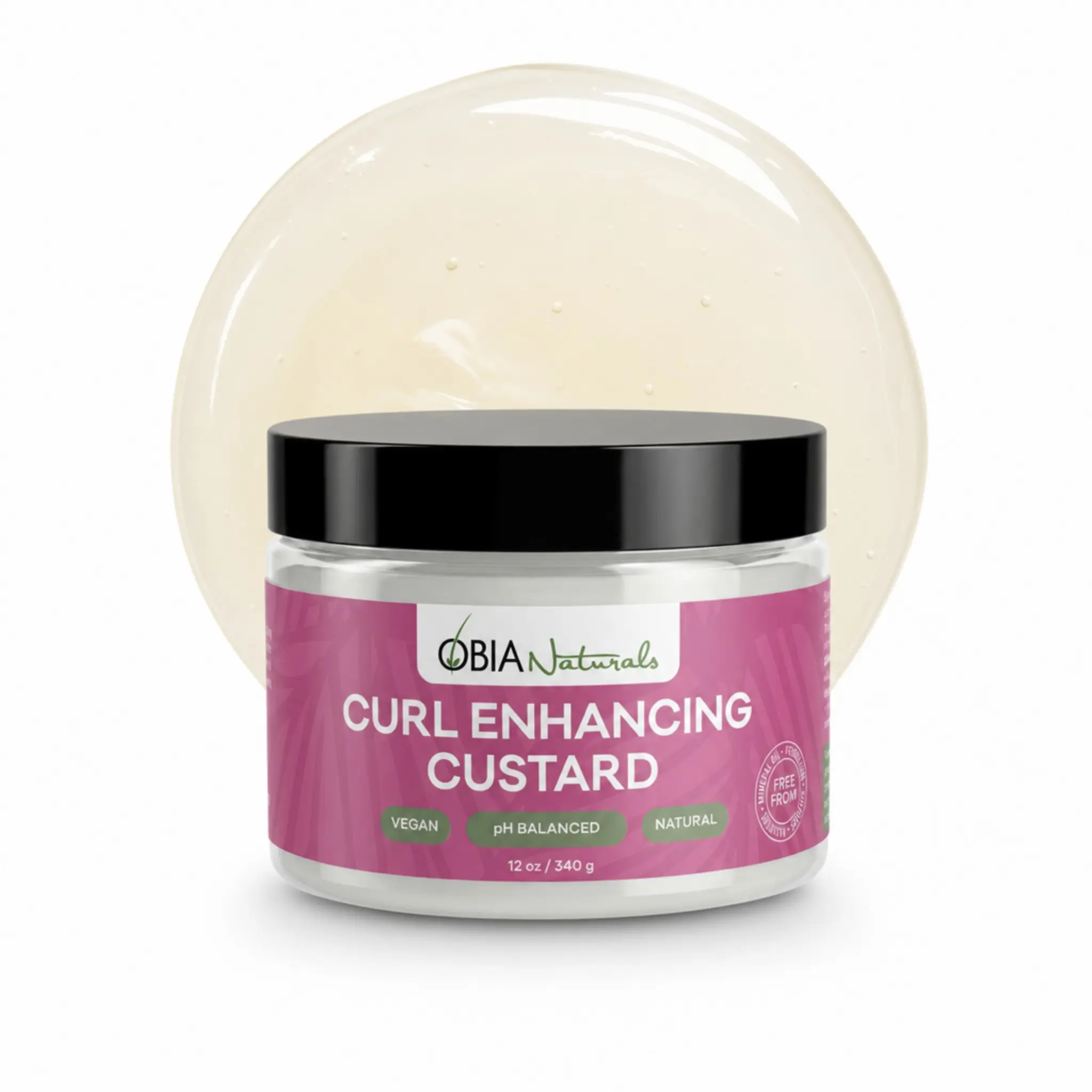 OBIA Naturals Curl Enhancing Custard Haircare Gel - Alcohol-Free, Argan-Infused, Type 3-4 Curly Hair Wash and Go Styling Product, 12 oz