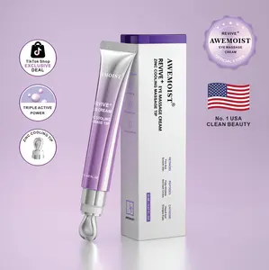 Zinc Cooling Eye Cream with Massage Tip, AWEMOIST Eye Cream Refreshing Applicator, Peptide & Retinoid Blend, Daily Under Eye Care (20ml)