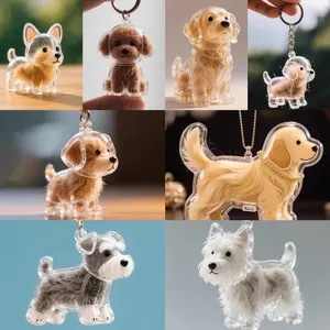 [NEW] Custom Dog Keychain – Personalized Pet Fur Keyring, Cute Acrylic Dog Charm