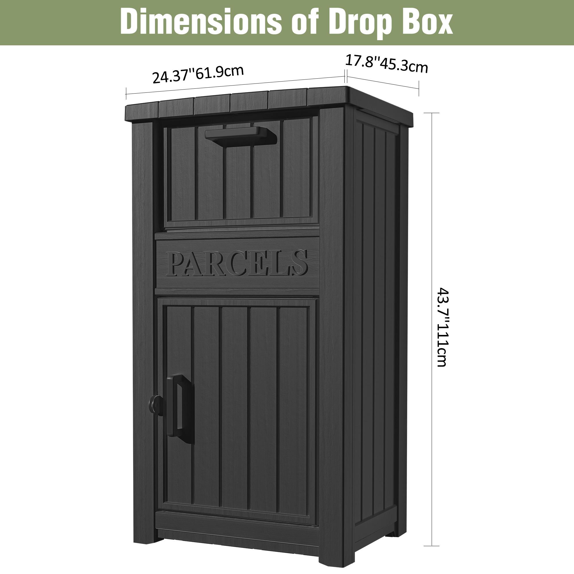 RIWENGO Outdoor Package Delivery Box Anti Theft Waterproof Lockable Secure Parcel Drop Box for Porch House Curbside Outside Storage