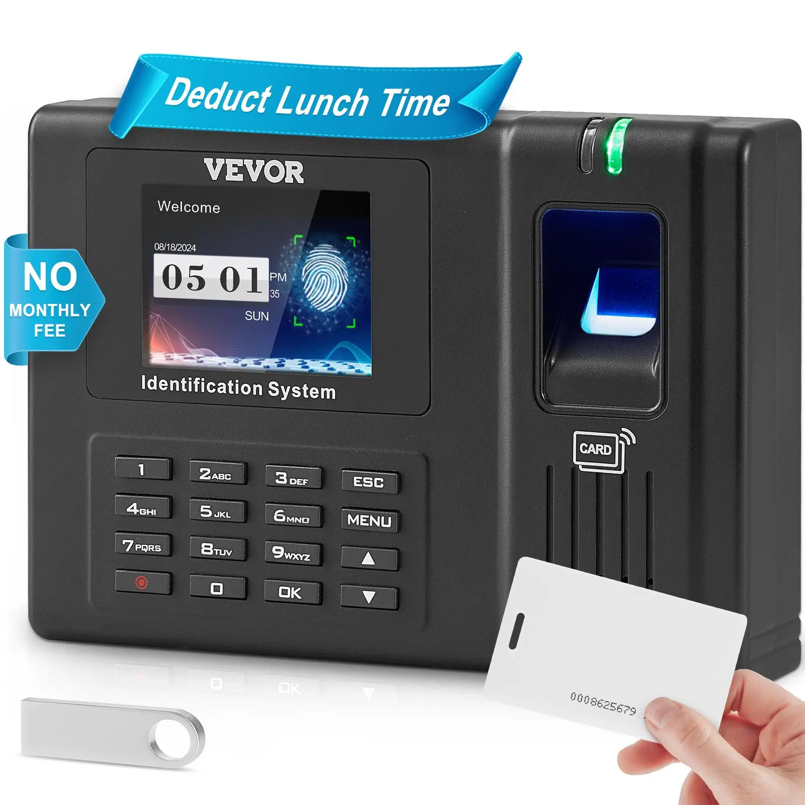 VEVOR Time Clock, , Fingerprint Time Clocks for Employees Small ...