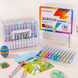 Automatic Ink Control Acrylic Paint Pens, Acrylic Markers, 24/36/48/60 Colors Set, Suitable for Glass Wood Fabric, Ideal for Adults Teens Students Art Projects