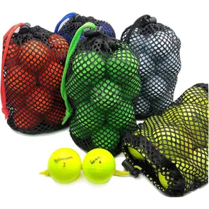 5 Pack Small Golf Ball Bags, Golf Mesh pouch, Net, Round Storag,little nylon mesh bag,Colorful Drawstring mesh Bags for accessories(Red Yellow Blue Green Black)