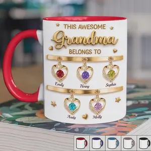 Custom Inflated Effect Printed Accent Mug - Personalized Mother's Day Gifts For Mom, Grandma - Grandma And Mom Forever, 2D Printed 3D Effect, gift for her, gift for him, gift for mom, gift for dad, gift for friend, birthday gift mug.
