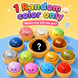 Glitter Squishy Dumpling Toy, Soft Squeeze Stress Relief Ball, Assorted Color Fidget Toy for Kids Party Favor, 1PC