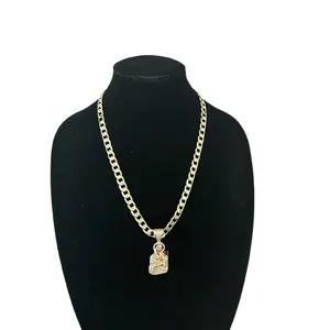 Cuban link chain with the Snta Bárbara  charm 9mm by 24 long