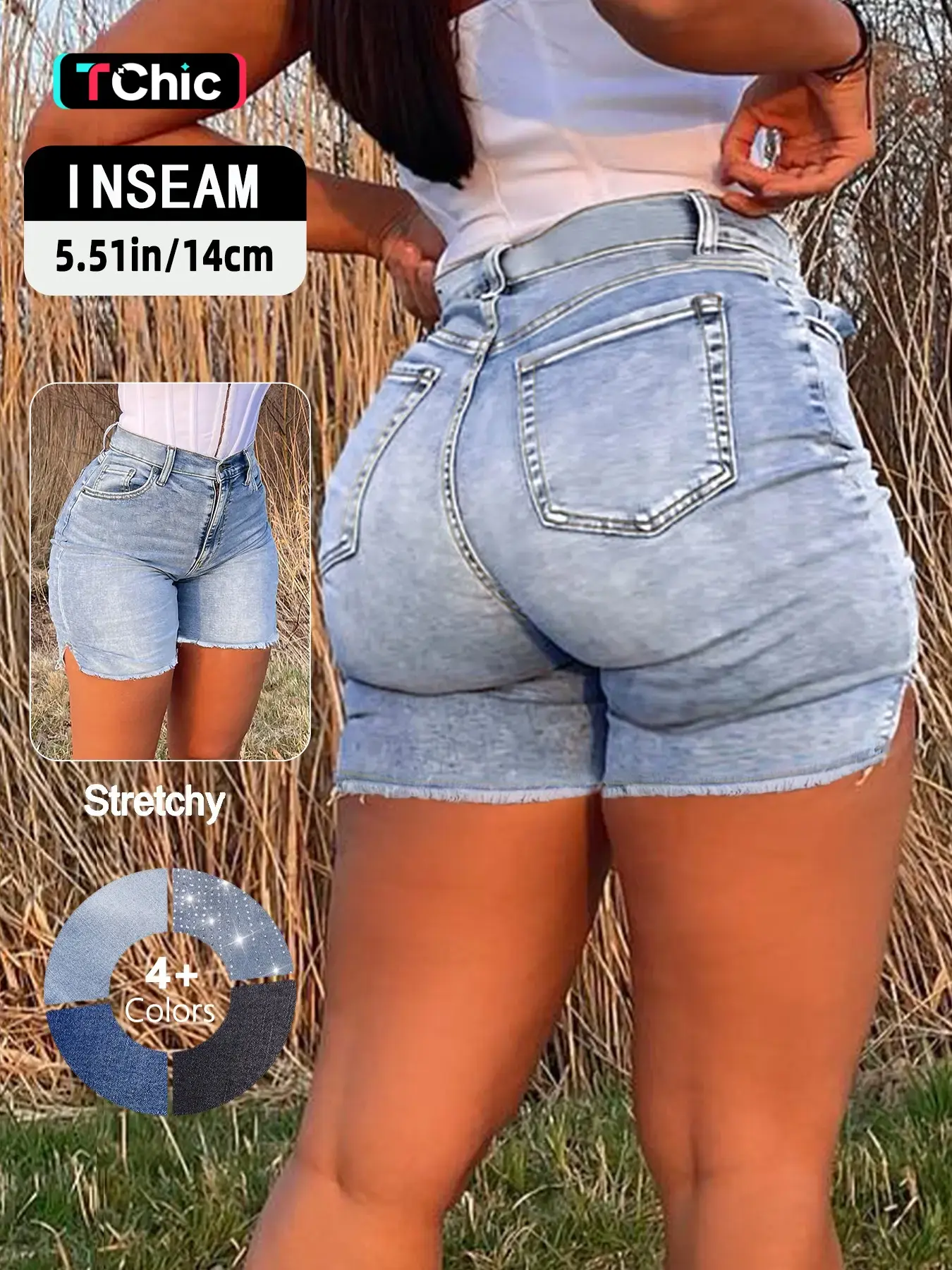 Y2K Women's Denim Shorts, Summer Casual Pocket Button Front Tight Fit Jeans, Fashionable Daily Wear Bottoms, Trendy Ladies'