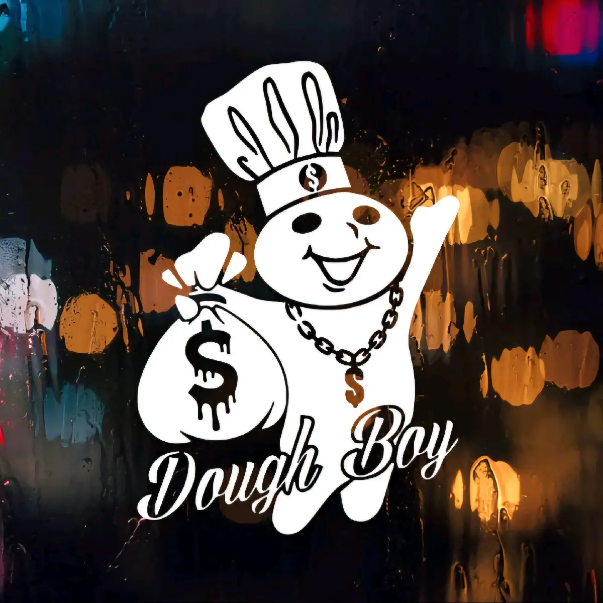 Dough boy money bags decal sticker, multiple colors and sizes. For cars, trucks, walls or laptops funny decal car stickers truck