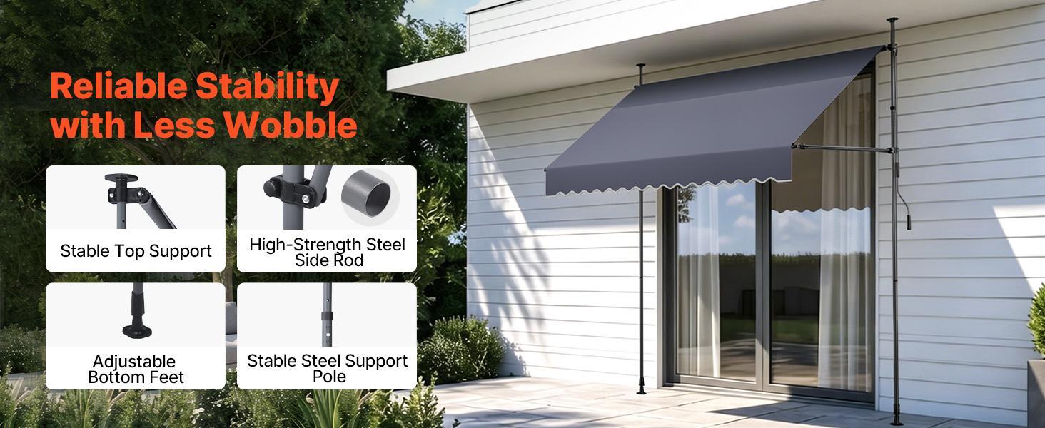 VEVOR Manual Retractable Awning, 98" Outdoor Retractable Patio Awning Sunshade Shelter, Height Adjustable Patio Door Window Canopy with Manual Crank Handle for Backyard, Garden, Balcony, Dark Gray VEVOR Manual Retractable Awning, 98" Outdoor Retractable Patio Awning Sunshade Shelter, Height Adjustable Patio Door Window Canopy with Manual Crank Handle for Backyard, Garden, Balcony, Dark Gray