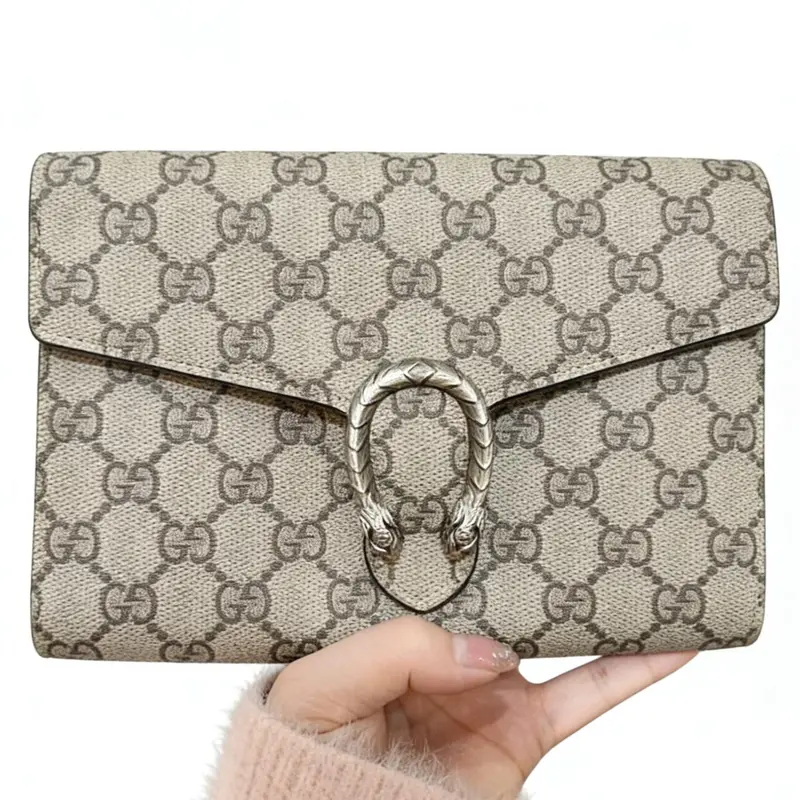 Pre-owned GUCCI Khaki Wine God WoC Shoulder Bag with chain 20*5*14cm