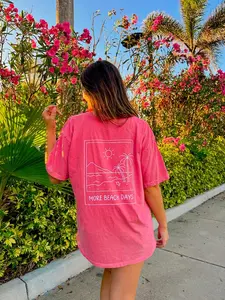 Beach Days Polaroid Shirt Comfort Cotton Womenswear Fabric Top Oversized Underwear Women Tshirt