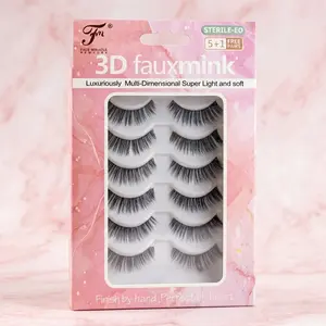 Face Miracle 3D Faux Mink Strip Lashes, Invisible Band, Waterproof, Light Natural Wispy Fluffy, Sterile Makeup Cosmetic False Eyelashes (6 Pairs)