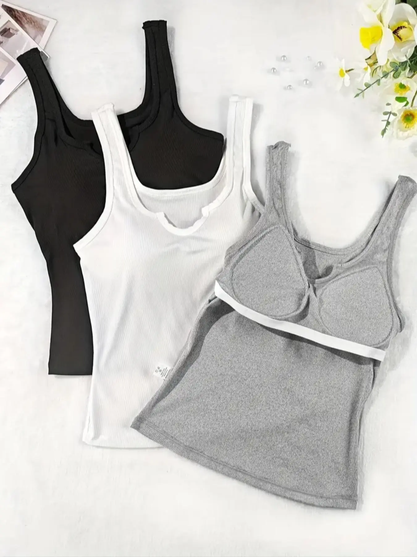 3-Pack Women's Strapless Lingerie Set Underwear, Plain Design, Minimalist, V-Neck, All Seasons, Casual Style, No Bra Needed, Comfortable & Stylish, Elastic Tank Top, Fit, Tops