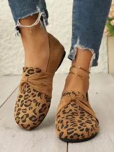 Women's Retro Leopard Print Bow Mules, Lazy One-Step Slip-On Sandals, Casual Outdoor Wear, Comfortable Half Slippers