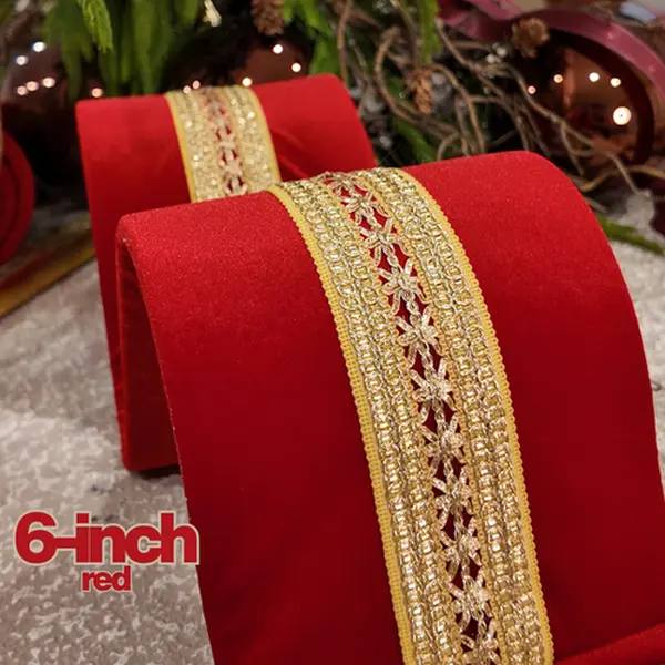 Velina Listones Luxury Velvet Ribbon, 6-in - Home Festive Party Christmas Decor Supplies
