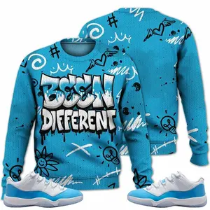 11 Low University Blue Outfits, Low University Blue 11s Ugly Sweater, Drip Been Different Streetwear Unisex Sneaker Matching Shirts