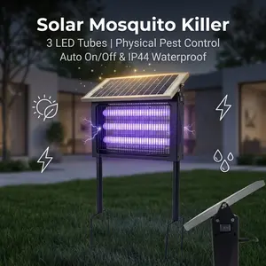 Portable Solar Insect Repellent Lamp, 3 LED Tube Hanging & Stake, Quiet Outdoor Bug Light for Garden Yard Daily Use