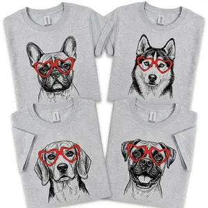 Personalized Dog Mama Shirt - Heart Shaped Glasses Dog Breeds Graphic Tee - 50+ Breeds To Choose From