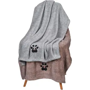 Dog Towels for Drying Dogs - Pack of 2 - Absorbent Soft Microfiber Pet Bath Grooming Towel for Dogs and Cats & Other Pets (M-36" * 28", Grey and Brown)