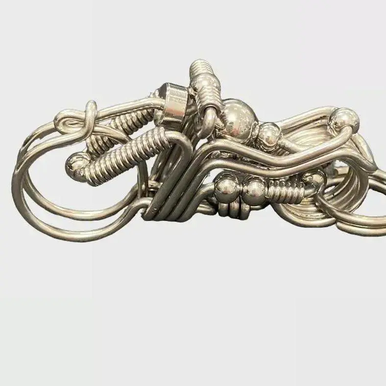 304 Stainless Steel Keychains Bending Motor Shape, Handmade Keychains