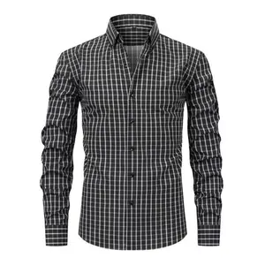 Men's plaid button down shirt cotton long sleeve formal shirt regular fit plaid shirt hot selling tops