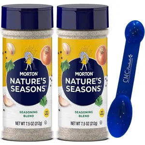 Morton Nature's Seasons Seasoning Blend, 7.5 Ounce (2 pack) w/ Custom CMC Measuring Spoon 1tbsp & 1tsp