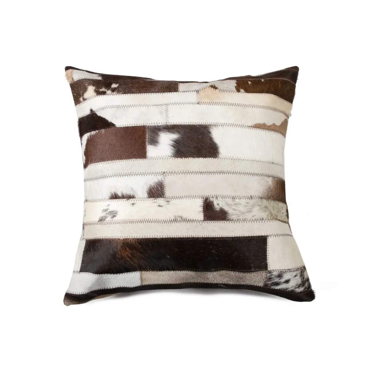 18 in. Cowhide Pillow - Chocolate & Natural Tones, Contemporary Home Decor, Room & House Decor Accent Pillow