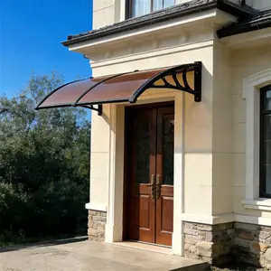 Polycarbonate Door Awning 40x80 Inch - Window Canopy with Black Brackets