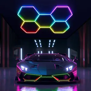 25-Pack DIY RGB Hexagon LED Garage Lights - Smart App Control, 358 Modes, Music Sync, Modular Design - Decorative Immersive Lighting for Garage, Home Theater