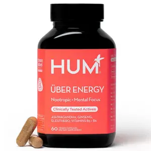 HUM Uber Energy - Adrenal Support and Energy Supplement with Ashwagandha Root and B Vitamins, Designed to Relieve Stress and Adrenal Fatigue (60 Count)