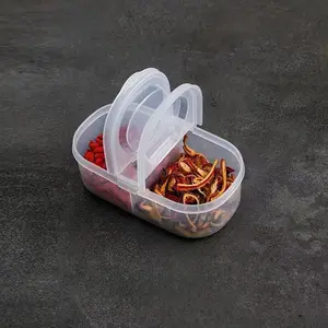 Double-grid Food Storage Box, 1 Count Clear Food Storage Container with Lid for Kitchen, Home, Office, Outdoor Camping, Utensils, Reusable Snack Containers, Kitchen Plastic Containers